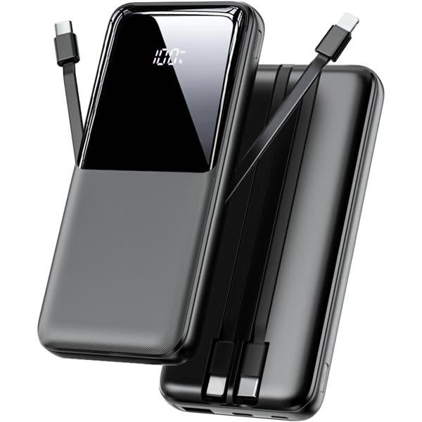 Portable power bank with built-in cables